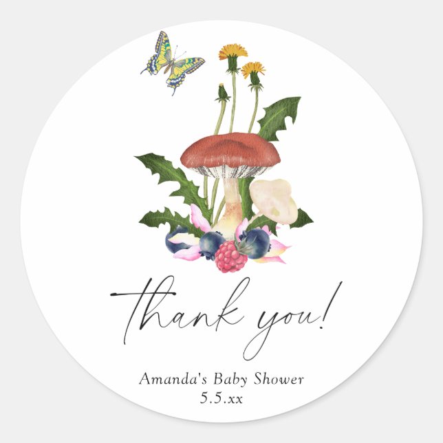 Mushrooms -  Thank You Card Classic Round Sticker (Front)