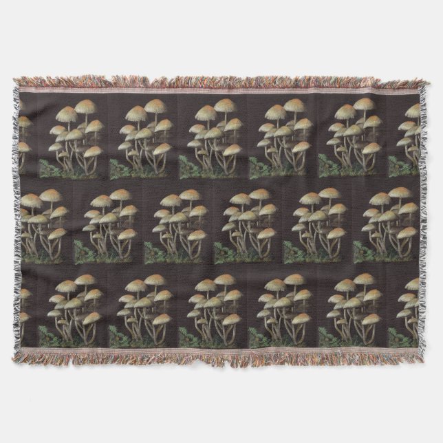 Mushrooms Throw Blanket (Front)