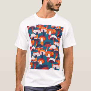 Mushrooms variety, vintage seamless illustration. T-Shirt