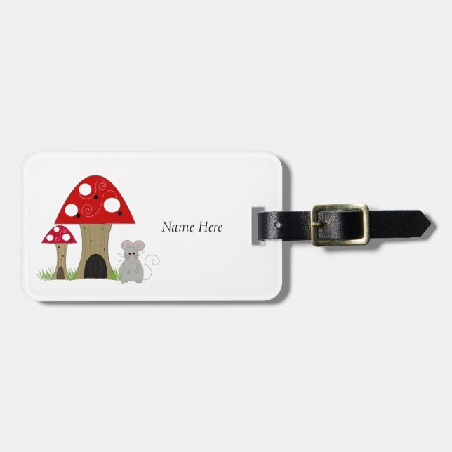 Mushrooms with Little Mouse Luggage Tag (Front Horizontal)