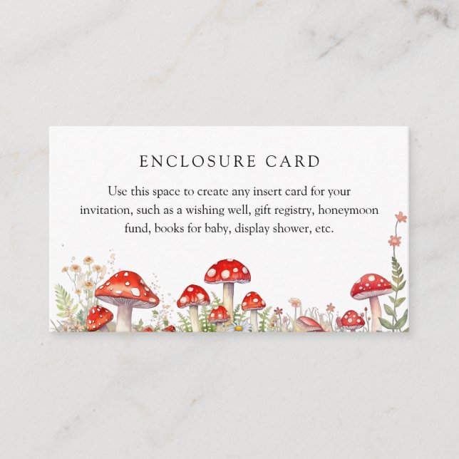 Mushrooms Woodland Baby Shower Enclosure Card (Front)