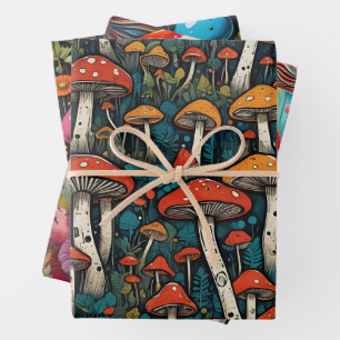 Mushrooms Wrapping Paper Sheet