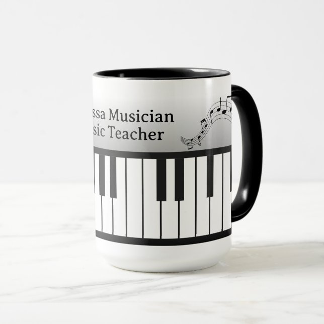Musi-Cats Piano Keyboard - Customise Name & Title Mug (Front Right)