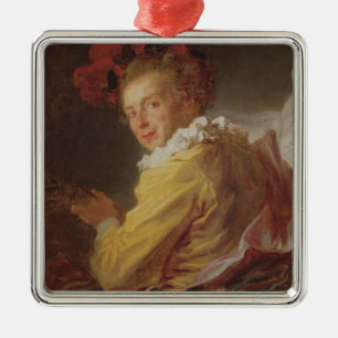 Music, a portrait of Monsieur de la Breteche Metal Ornament