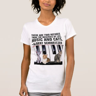 MUSIC AND CATS, ALBERT SCHWEITZER QUOTE CAT  T-Shirt