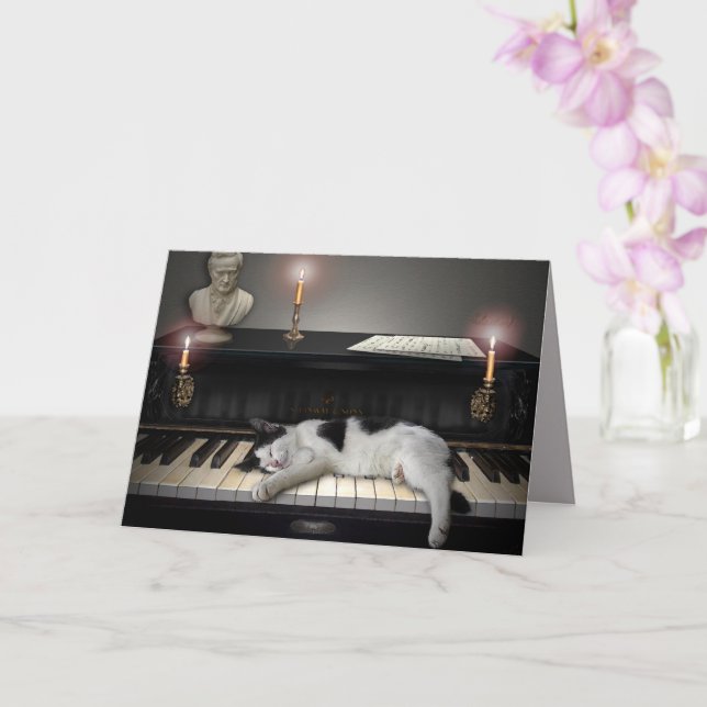 Music and Cats Card (Orchid)