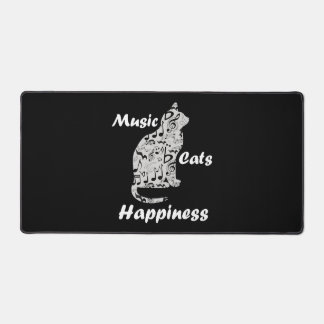 Music and Cats is Happiness Quote Desk Mat