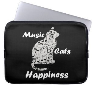 Music and Cats is Happiness Quote Laptop Sleeve
