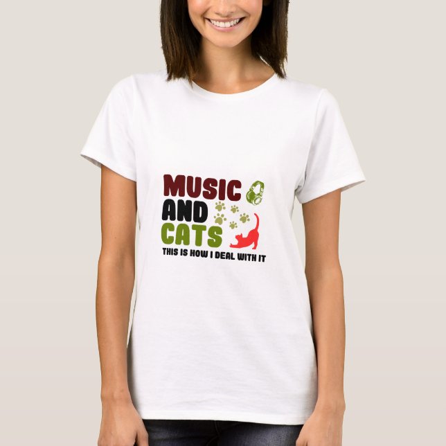 Music And Cats T-Shirt (Front)