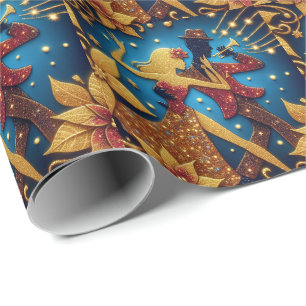 Music and Dance Gold Christmas Wrapping Paper