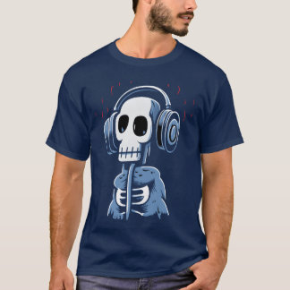 Music and Headphones Skeleton funny T-Shirt