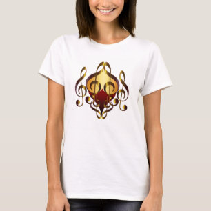 Music and Hearts Plain Design T-Shirt