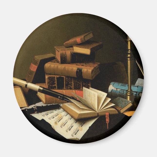 Music and Literature by William Harnett, Fine Art Magnet (Front)