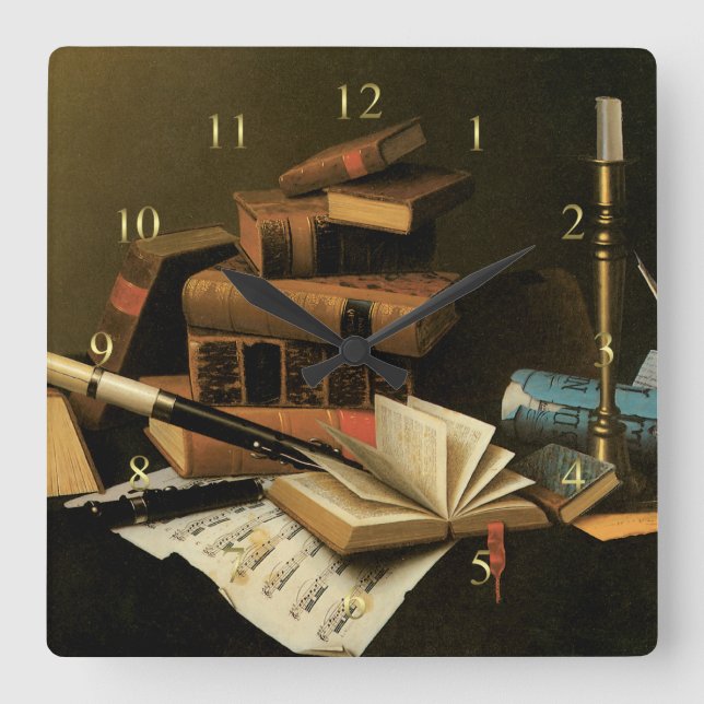 Music and Literature Square Wall Clock (Front)