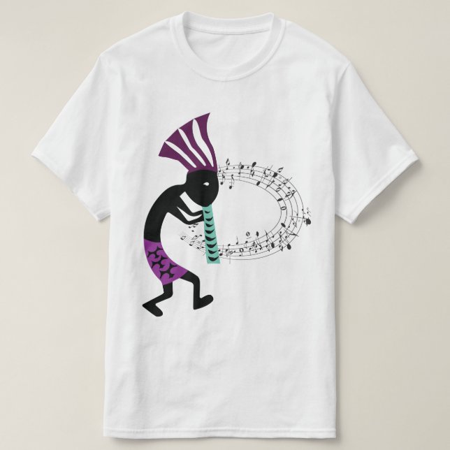 Music and Petroglyph Kokopelli T-Shirt (Design Front)