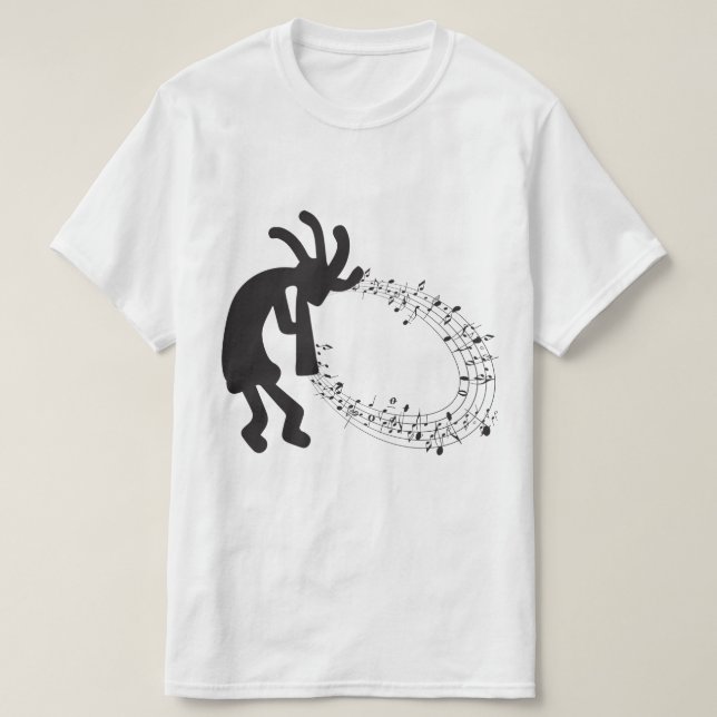 Music and Petroglyph Kokopelli T-Shirt (Design Front)