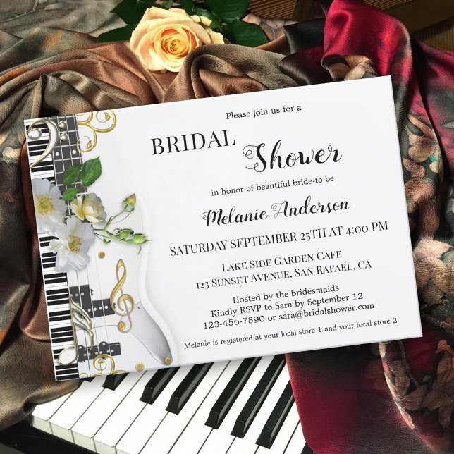 Music and Roses Bridal Shower Invitation (Creator Uploaded)