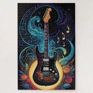 Music And Roses Electric Guitar Jigsaw Puzzle