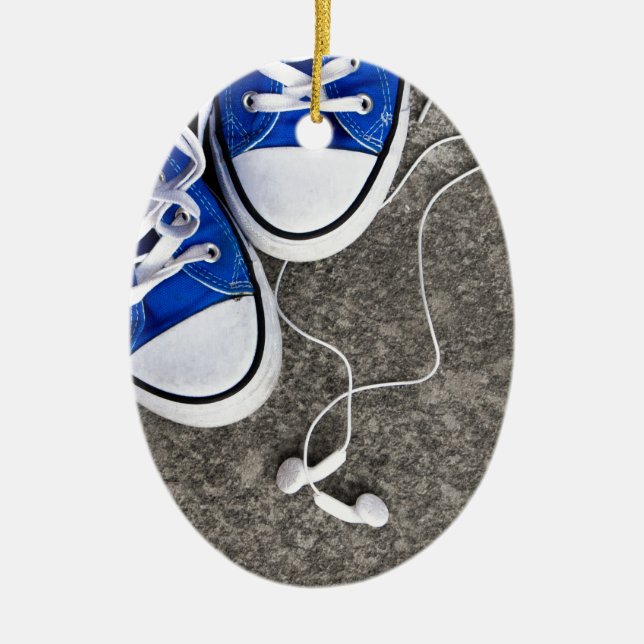 Music and sneakers ceramic tree decoration (Front)