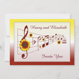 Music and Sunflowers Wedding Invitation