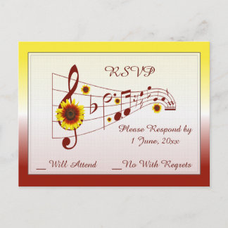 Music and Sunflowers Wedding RSVP Card