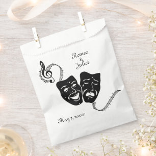 Music and Theatre Greek Masks Calligraphy Favour Bag