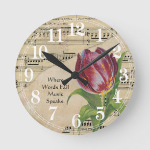 Music and Tulip Round Clock