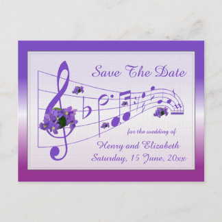 Music and Violets Save The Date Card