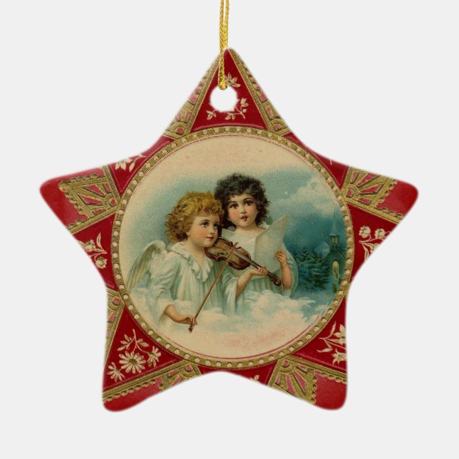 MUSIC ANGELS STAR CERAMIC TREE DECORATION (Front)