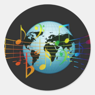 Music Around the World Classic Round Sticker
