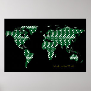 music around the world, map poster
