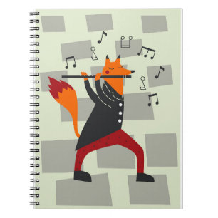 Music Art A Fox And Flute Notebook