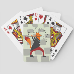 Music Art A Fox And Flute Playing Cards