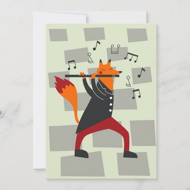 Music Art A Fox And Flute Save The Date (Front)