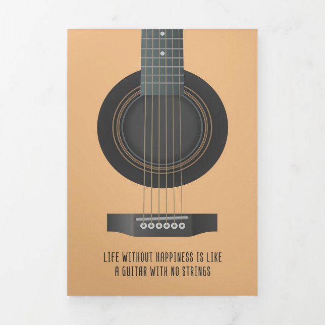Music Art A Guitar With No Strings Tri-Fold Card (Cover)
