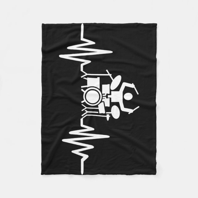 Music Art Drummer Heartbeat Fleece Blanket (Front)
