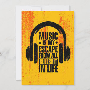 Music Art Music Is My Escape Thank You Card