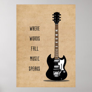 Music Art Where Words Fall Music Speaks Poster