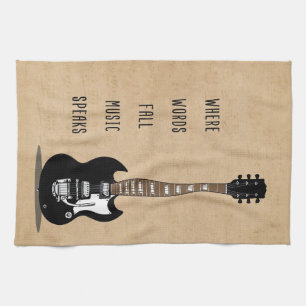 Music Art Where Words Fall Music Speaks Tea Towel