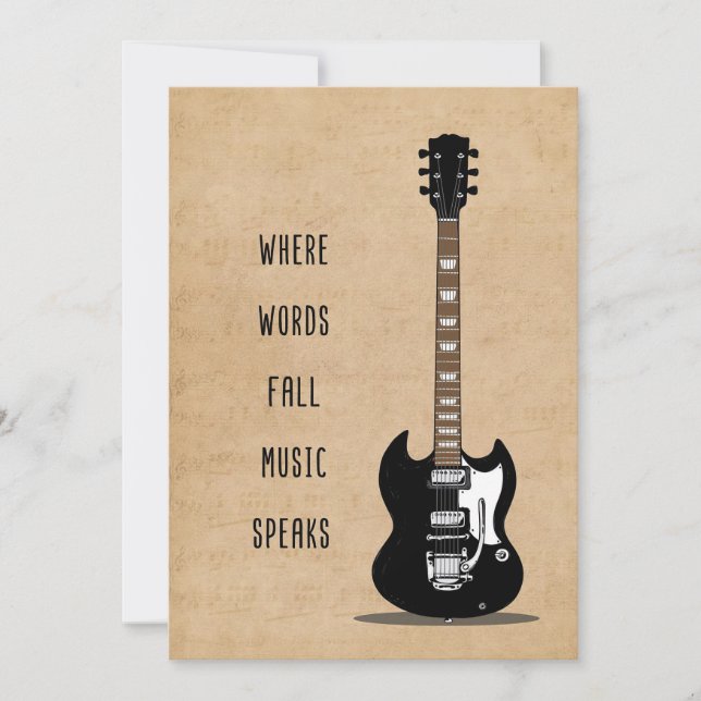 Music Art Where Words Fall Music Speaks Thank You Card (Front)