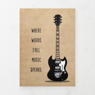 Music Art Where Words Fall Music Speaks Tri-Fold Card