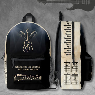 Music Artist Black and Tan Guitar Backpack