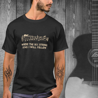 Music Artist Black and Tan Guitar T-Shirt