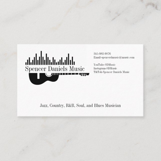 Music Artist Personalised Business Card (Front)