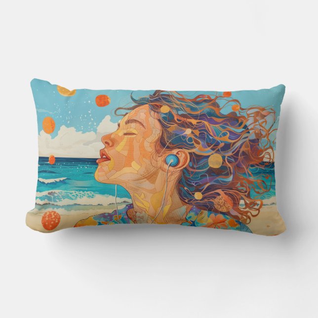 Music at the Beach Throw Pillow (Front)