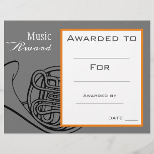 Music award French Horn certificate music teacher
