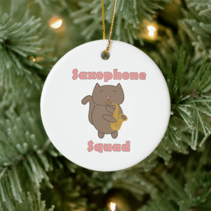Music Band Kitty Saxophone Squad Personalise Ceramic Ornament