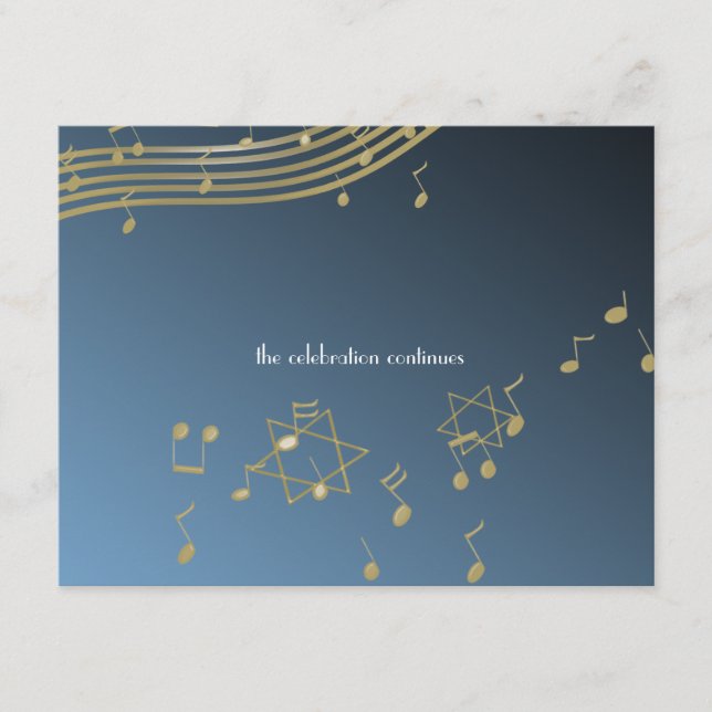 Music Bar Mitzvah Reception Card (Front)