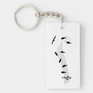 Music bar with birds like musical notes. key ring