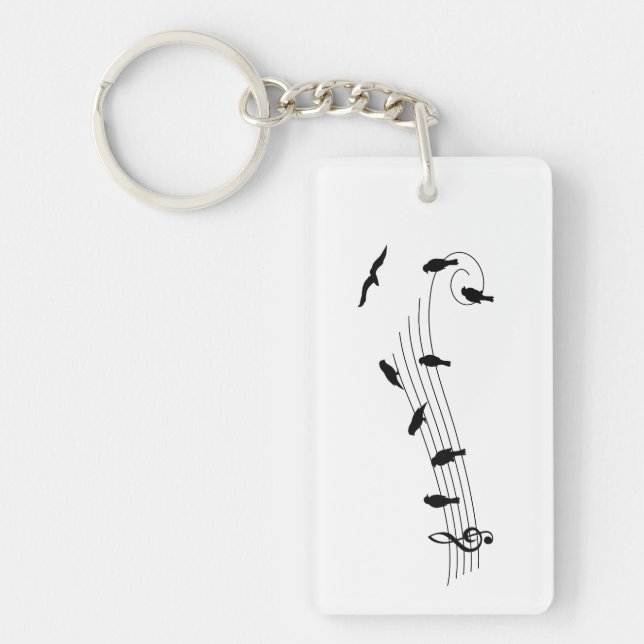 Music bar with birds like musical notes. key ring (Front)
